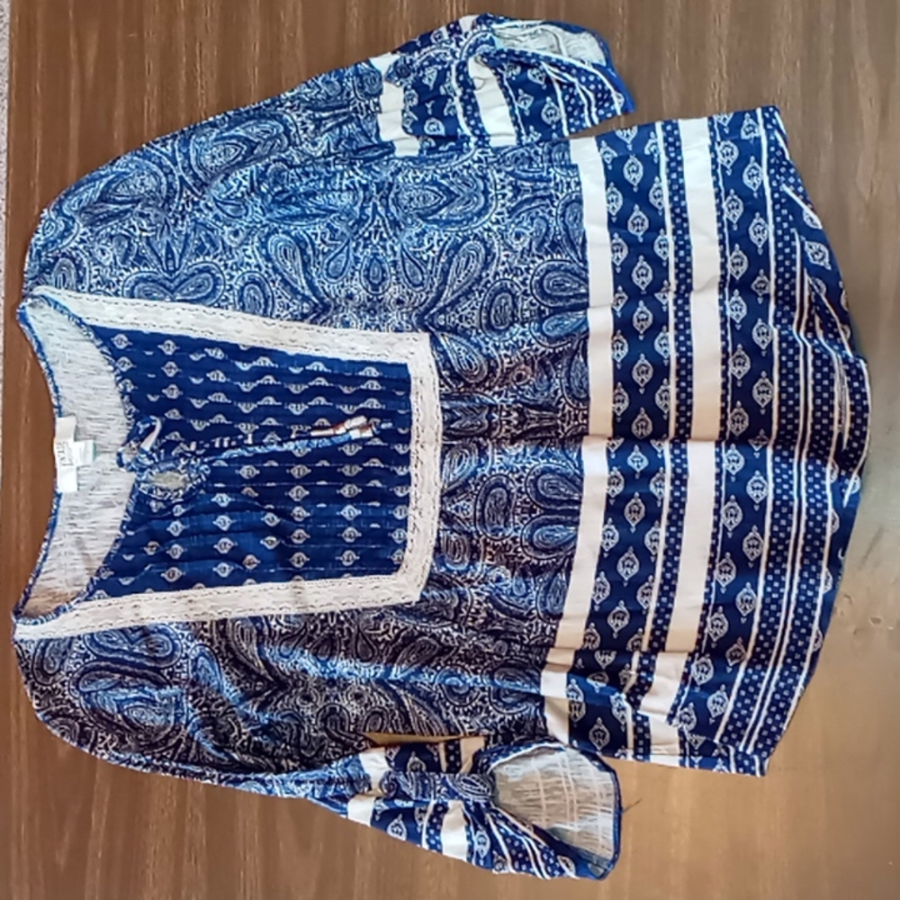 Vintage America Blues Size S Blue and White Shirt